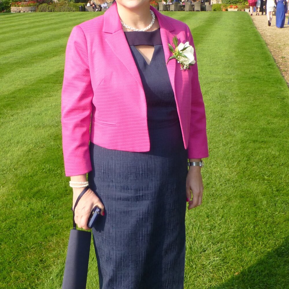 Classiques Entier Navy Sheath Cocktail Dress